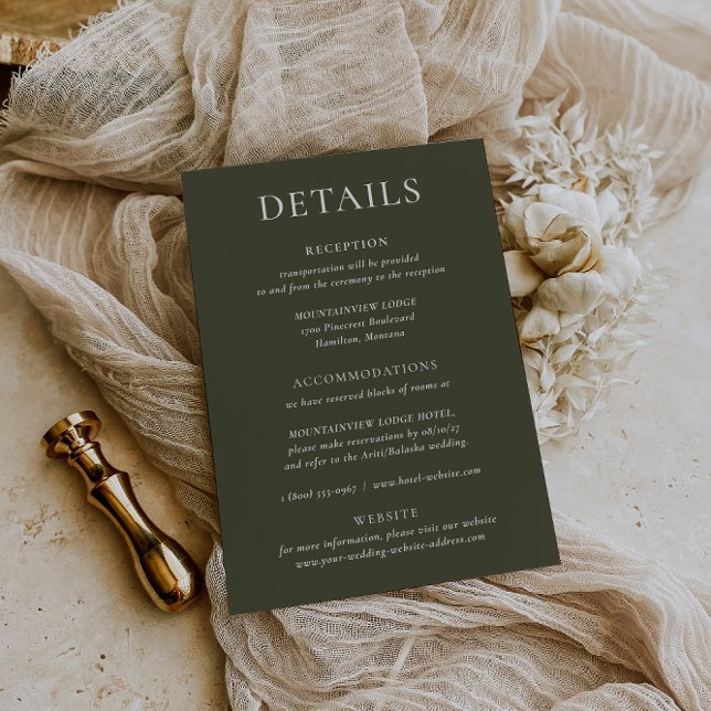 HARMONY | Olive Green Wedding Details Card (Creator Uploaded)