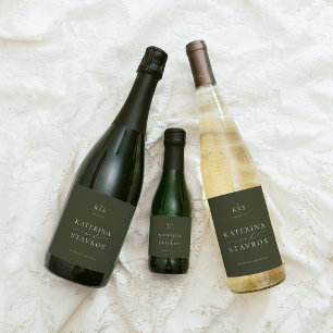 HARMONY   Olive Green Wedding Sparkling Wine Label