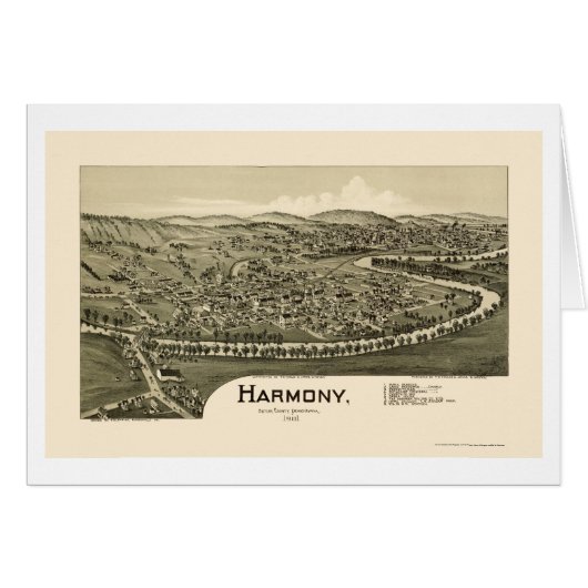 Harmony, PA Panoramic Map - 1901 Cards (Front Horizontal)