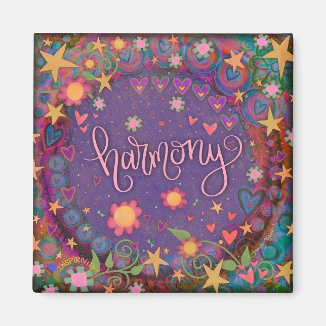 Harmony Purple Fun Floral Modern Inspirivity Magnet (Front)