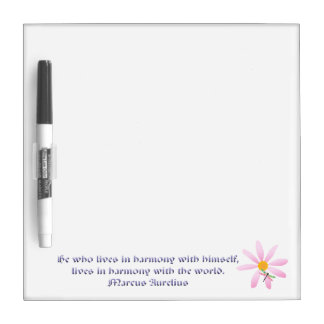 Harmony Quote with Pink Flower/Dragonfly Dry-Erase Board