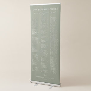 HARMONY Sage Green Alphabetical Seating Chart Retractable Banner