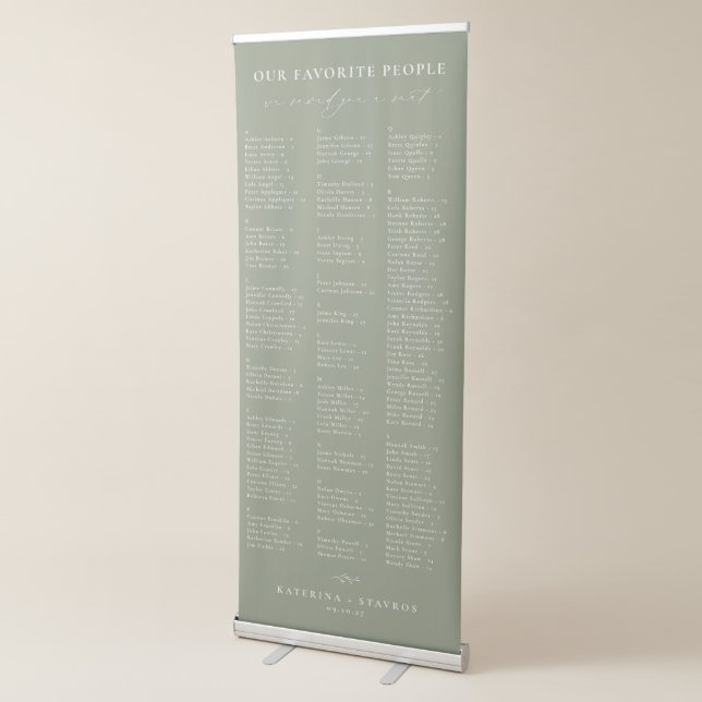 HARMONY Sage Green Alphabetical Seating Chart Retractable Banner (3/4)