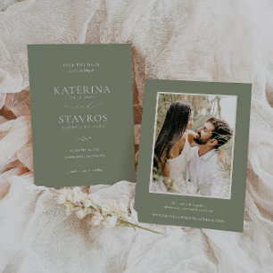HARMONY Sage Green Wedding Photo Save The Date