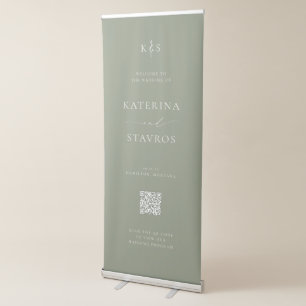 HARMONY Sage Green Wedding Welcome Retractable Banner