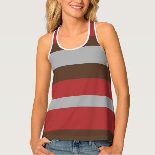 Harmony Stripes Horizontal Lines Gray Red Brown Tank Top