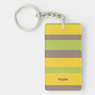 Harmony Stripes Lines Brown Yellow Green Keychain