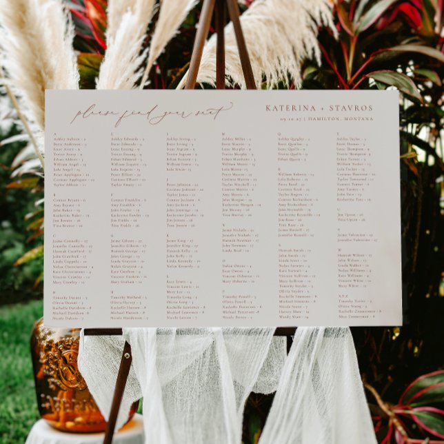 HARMONY Terracotta Alphabetical Seating Chart Foam Board (Creator Uploaded)