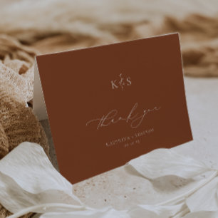 HARMONY Terracotta Wedding Photo Letterpress Thank You Card