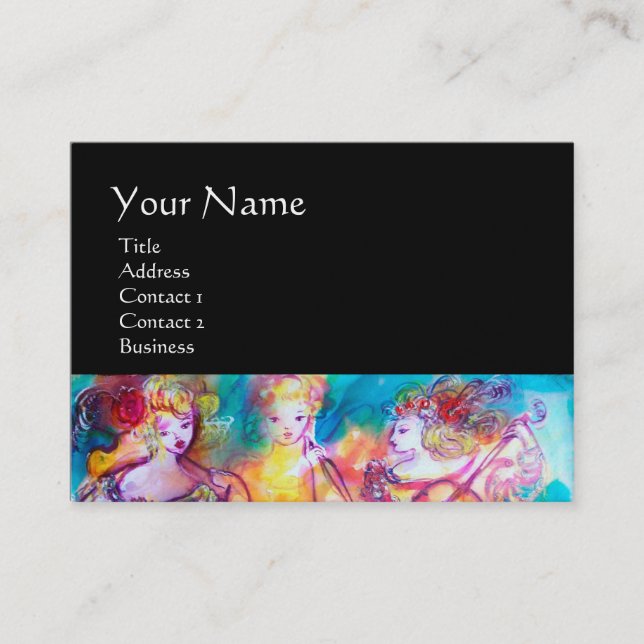 HARMONY TRIO SPRING CONCERT,black, pearl paper Business Card (Front)
