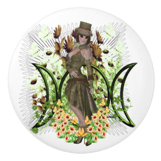 Harmony Triple Moon Design Ceramic Knob