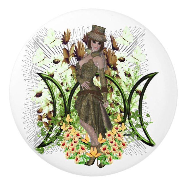 Harmony Triple Moon Design Ceramic Knob (Front)