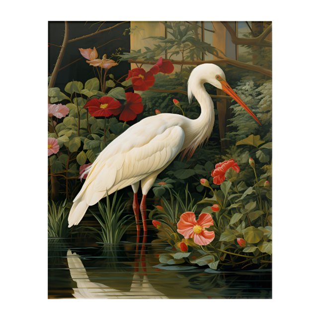 Harmony Unveiled: Asian Stork in Japan Acrylic Print (Front)