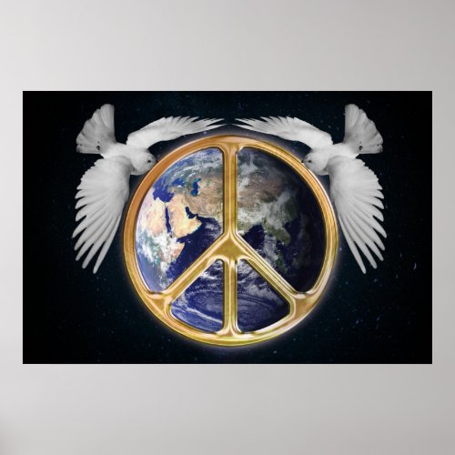 Harmony World Peace Globe World Earth Dove Poster