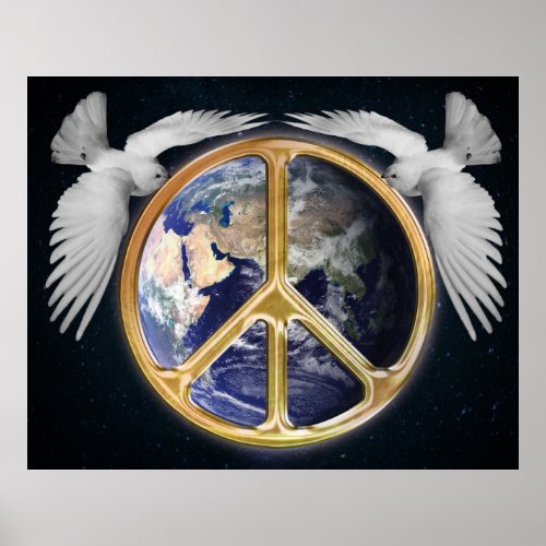 Harmony World Peace Globe World Earth Dove Poster
