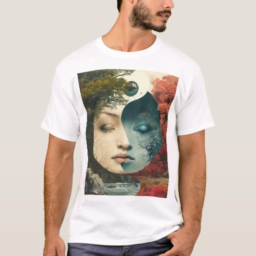Harmonys Embrace Yin_Yang Surrealism T_Shirt T_Shirt