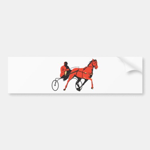 harness horse cart racing retro bumper sticker