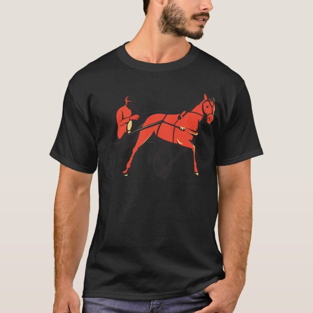 harness horse cart racing retro T-Shirt (Front)