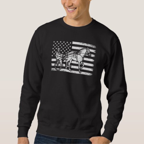 Harness Racing American Flag Horse Harness Racing  Sweatshirt