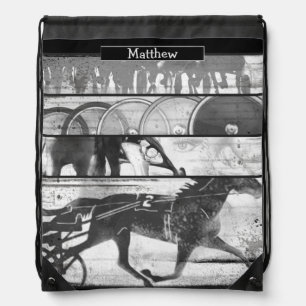 Harness Racing Grunge Drawstring Bag