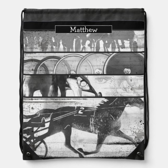 Harness Racing Grunge Drawstring Bag (Front)