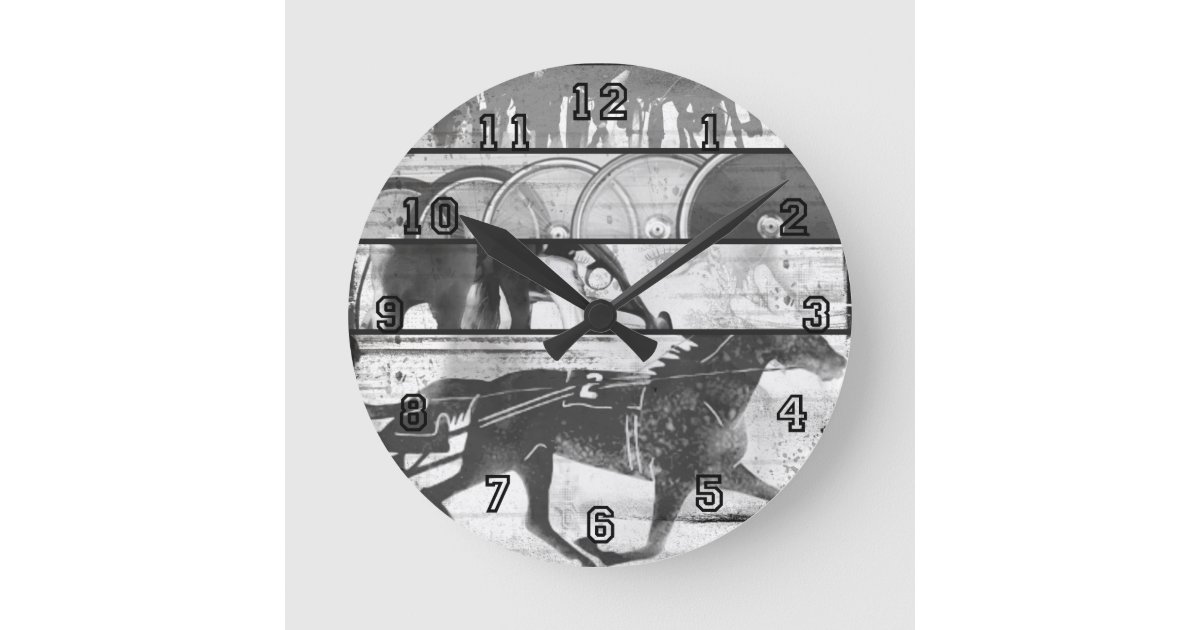 Harness Racing Grunge Round Clock | Zazzle