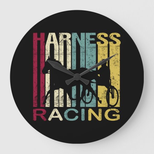 Harness Racing Retro Vintage Silhouette Large Clock