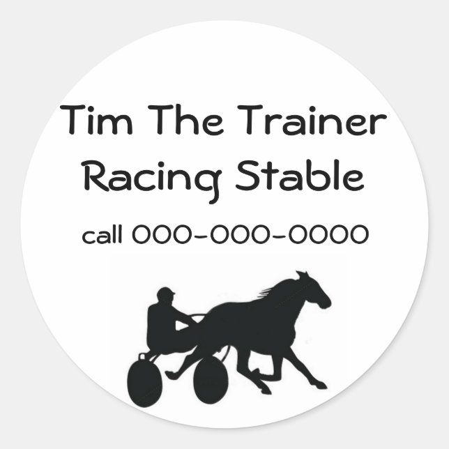 Harness Racing Standardbred Logo Classic Round Sticker (Front)