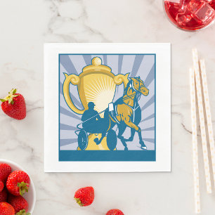 Harness Racing Trophy Sulky and Horse Napkins