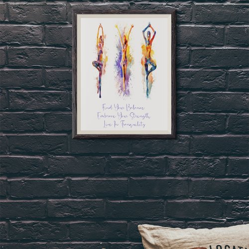 Harness Your Inner Zen Inspirational Watercolor Poster