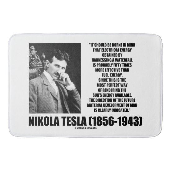 Harnessing A Waterfall Sun's Energy Tesla Quote Bath Mat