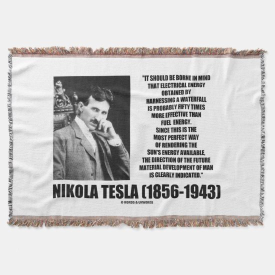 Harnessing A Waterfall Sun's Energy Tesla Quote Throw Blanket