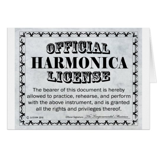 Harnonica License (Front Horizontal)