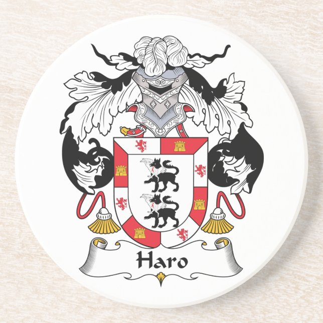 Haro Family Crest Sandstone Coaster (Front)