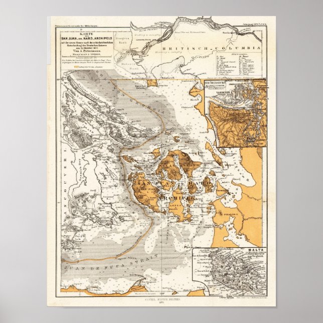 Haro Straiit Vancouver Island Petermann 1873 Poster (Front)