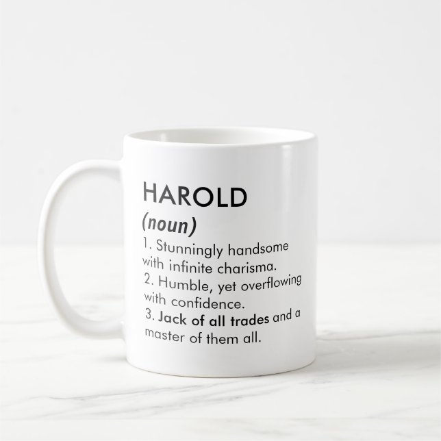 Harold name, Editable name, Custom name Coffee Mug (Left)