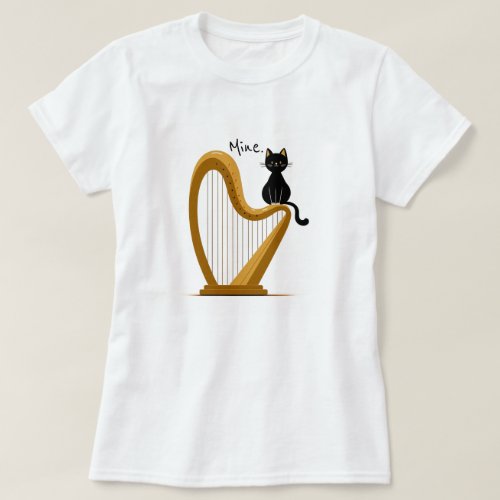 Harp and Cat Design Long T_Shirt