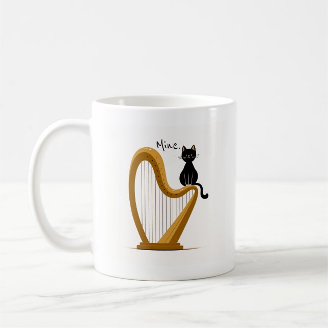 Harp and Cat Design Mug (Left)
