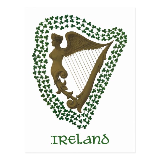 Harp and Shamrocks Postcard