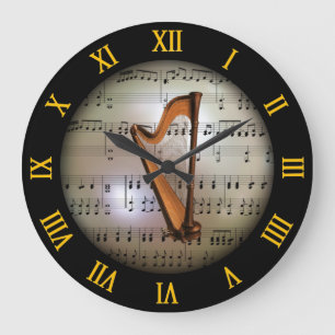 Harp ~ Background “The Musical Planet” * ~ Large Clock