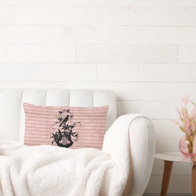 Harp Bird & Pink Diamond Pillow (Couch)