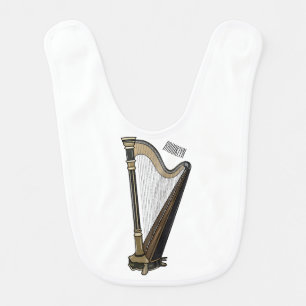 Harp cartoon illustration baby bib
