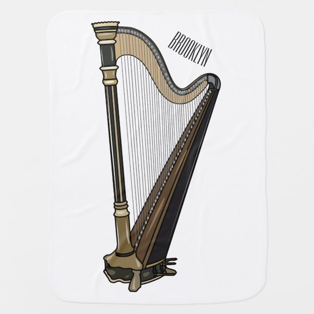 Harp cartoon illustration  baby blanket (Front)