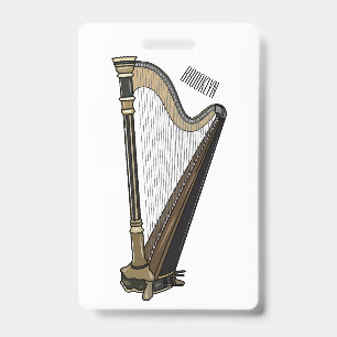 Harp cartoon illustration badge