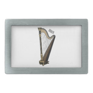 Harp cartoon illustration  belt buckle