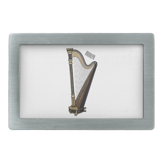 Harp cartoon illustration  belt buckle (Front)