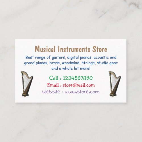 Harp cartoon illustration business card