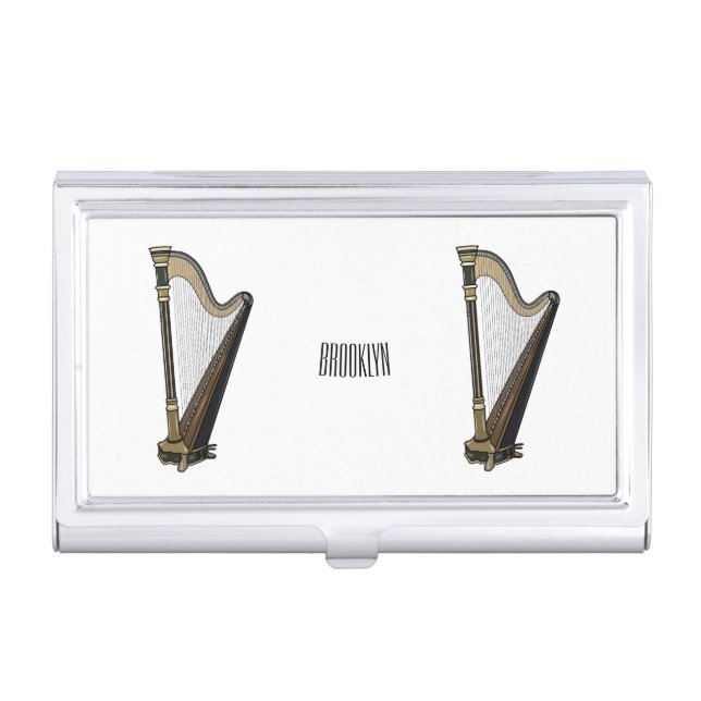 Harp cartoon illustration  business card case (Front)
