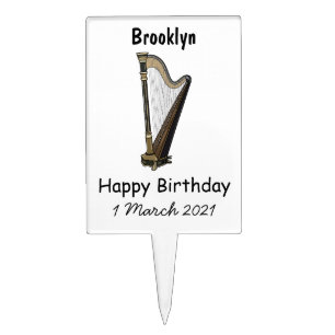 Harp cartoon illustration cake topper