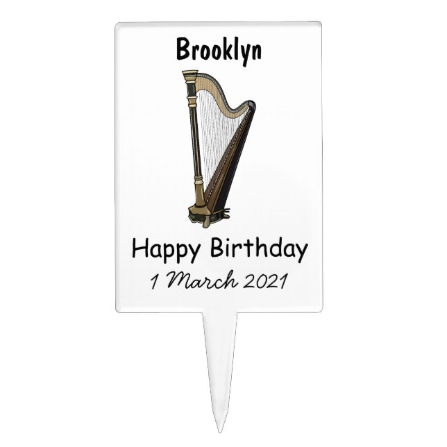 Harp cartoon illustration  cake topper (Front)